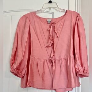 a new day Pink Tie-Front Blouse